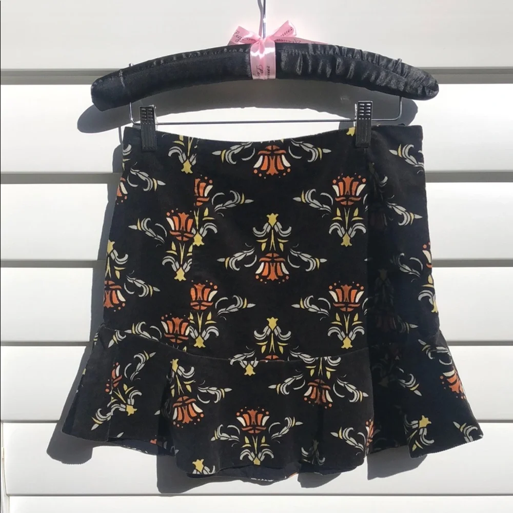 Free People Black and Orange Ruffled Mini Skirt - Picture 1 of 10
